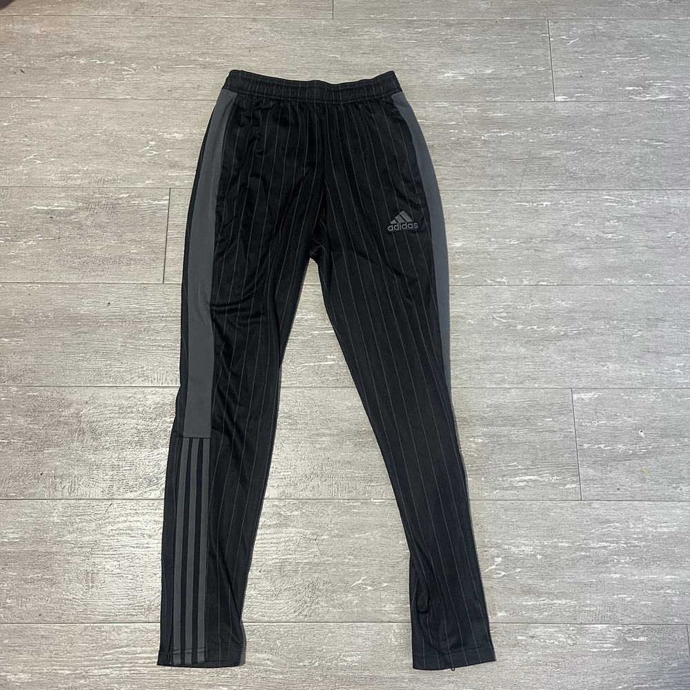 Adidas Men's Tiro Pants Sz XS Black & Gray Stripe Track Joggers